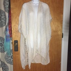 Off White & Cream Striped Beach Cover Up Size S/M